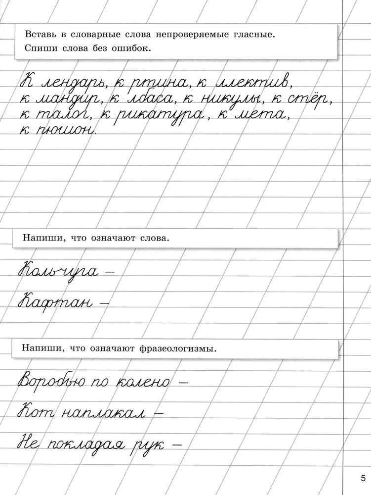 Прописи на каникулы с заданиями по орфографии. 3 класс